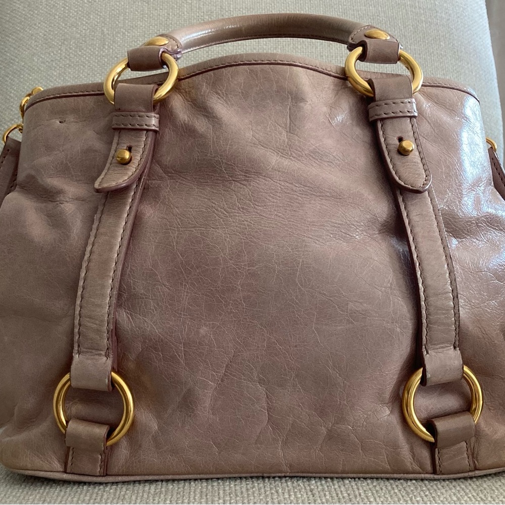 Miu Miu Beige Vitello soft Leather Two Way Handbag - Picture 3 of 6